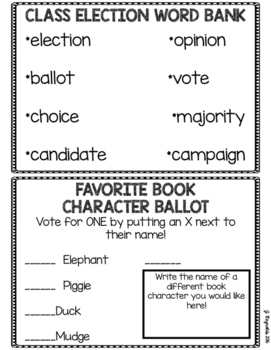 Election Freebie--Favorite Book Character Voting Pack