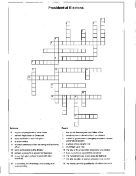 Election Presidential Crossword by Lois Jacobs TPT