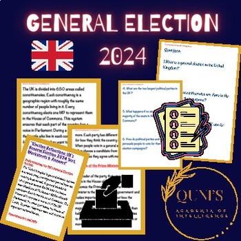 Preview of Election Reflections UK General Election 4 July 2024 Text, Worksheets & Answers!