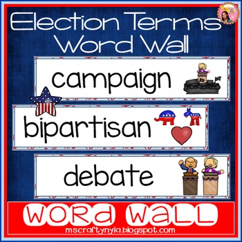 Preview of Election Terms Word Wall - Illustrated