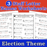 Election Lines and Spaces Worksheets - Staff Letter Names 