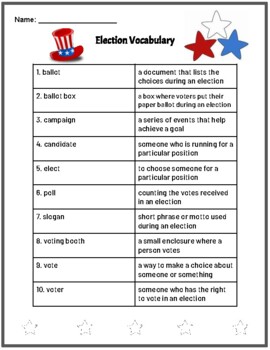 Preview of Election Vocabulary Activities