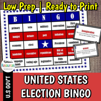 Preview of United States Presidential Election Vocabulary Bingo