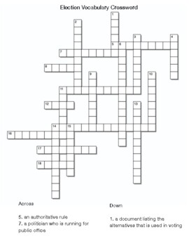 Preview of Election Vocabulary Crossword