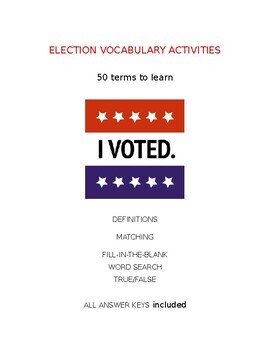 Preview of Election Vocabulary with 4 Activities