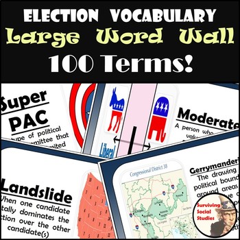 Preview of Election Word Wall - 100 Terms & Definitions