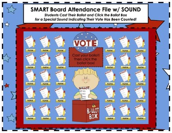 Preview of Election and Voting Themed SMART Board Attendance Activity w/ SOUND