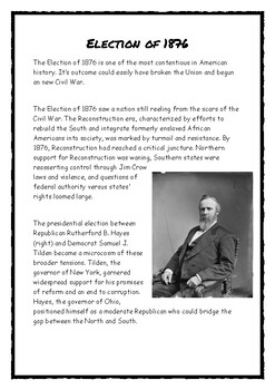 Preview of Election of 1876 Worksheet No Prep Homework
