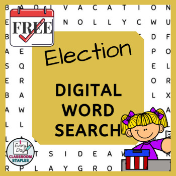 Preview of Election Day Word Search Puzzle for Google Slides™ plus printable