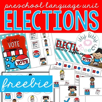 Preview of FREEBIE | Elections Preschool- Speech & Language Unit. (+BOOM Cards)
