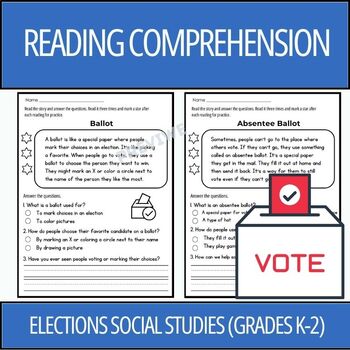 Preview of Elections Reading Comprehension Passages and Questions (Grades K-2)