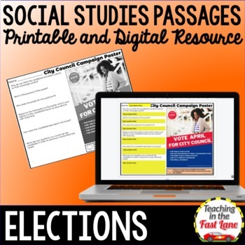 Preview of Elections Reading Comprehension Passages - Social Studies - Election Activities