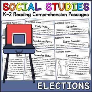 Preview of Elections Social Studies Reading Comprehension Passages K-2