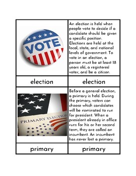 Preview of Elections - Three/Four Part Cards