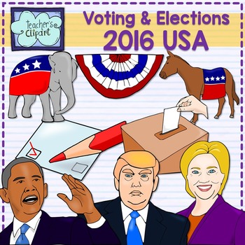 Preview of Elections & Voting 2016 USA - Candidates realistic clip art {Social Studies}