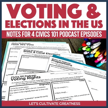 Preview of Voting & Election Activities - Civics 101 Podcast Episode Gudied Notes