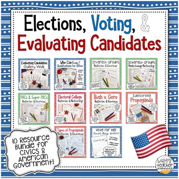 Preview of Elections, Voting, and Evaluating Candidates Bundle | 10 resources for Civics!