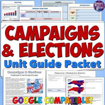 Preview of Elections & Political Campaigns Study Guide Unit Packet for Civics & Government
