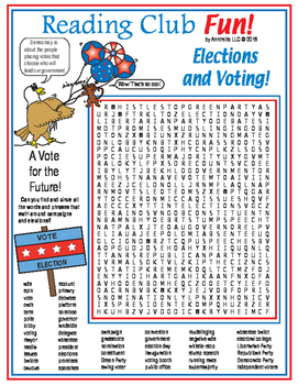Preview of Elections and Voting Word Search Puzzle