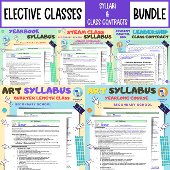 Preview of Elective Syllabi & Class Contract BUNDLE | Art, Yearbook, Steam & ASB | Editable