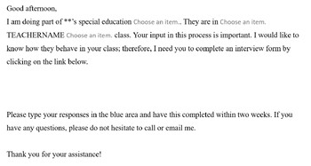 Preview of Elective Teacher Email Notification, Interview Only, They Pronoun