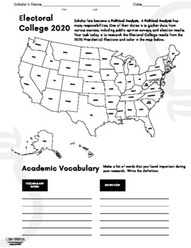 Preview of Electoral College 2020 Worksheet
