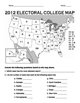 Electoral College Map Worksheet by Rebecca Miller | TpT