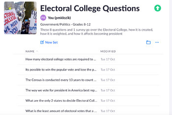 Preview of Electoral College Plickers/Exit Ticket 8 Questions