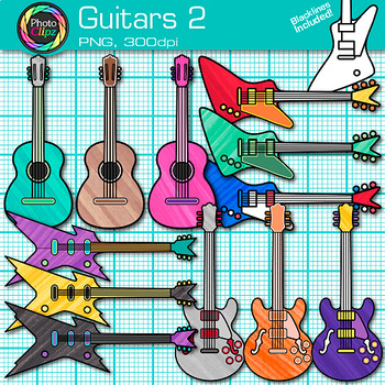 Preview of Electric & Acoustic Guitar Clipart Images: 16 Cute Clip Art, Transparent PNG