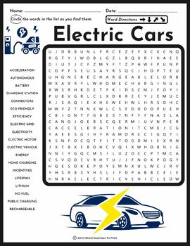Preview of Electric Cars Word Search Puzzle