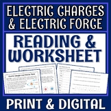 Electric Charges and Electric Force Reading Article and Worksheet