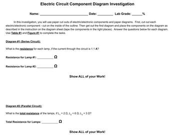 Preview of Electric Circuit Diagram Investigation Lab (Ohm's Law)
