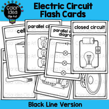 Preview of Electric Circuit Flash Cards - Black Line Version