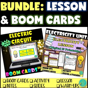 Preview of Electric Circuit Lesson & Boom Cards Bundle | Physical Science Notebook