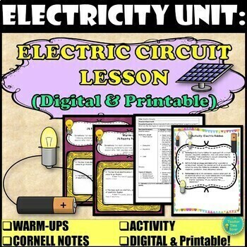 Preview of Electric Circuit Notes Activity and Slides Digital Electricity Lesson