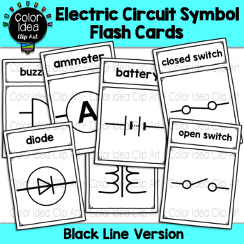 Preview of Electric Circuit Symbol Flash Cards - Black Line Version