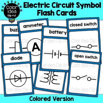 Preview of Electric Circuit Symbol Flash Cards - Colored Version