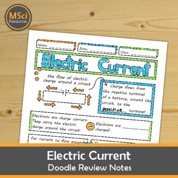 Preview of Electric Current in Electrical Circuits Doodle Sheet Visual Notes Physics 
