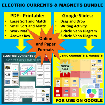 Preview of Electric Currents & Magnets Sort & Match Activity - Google & Paper Combo Bundle