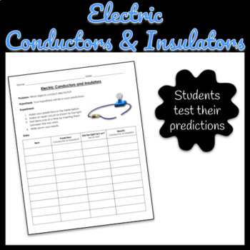 Electric Energy Conductors and Insulators Lab Response Sheet | TPT