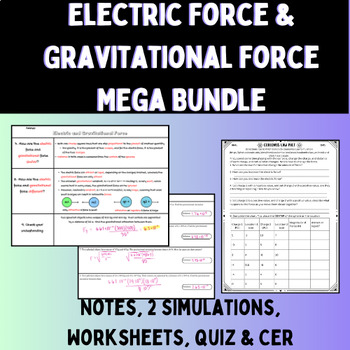 Preview of Electric & Gravitational Force Mega Bundle (Notes, Simulations, Quiz, CER)