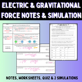 Electric & Gravitational Force Notes, Simulation, Quiz Bundle