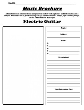 Preview of Electric Guitar "Informational Brochure" Worksheet & WebQuest