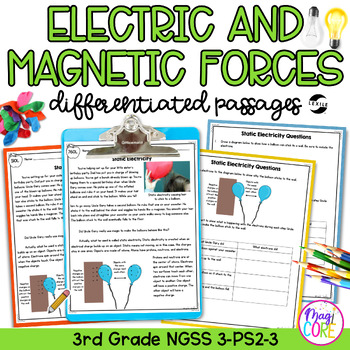 Preview of Electric & Magnetic Forces NGSS 3-PS2-3 Science Differentiated Reading Passages