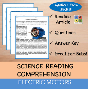 Preview of Electric Motors - Reading Passage and x 10 Questions (EDITABLE)