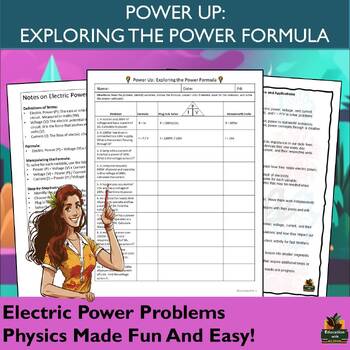 Preview of Electric Power Problems Worksheet with Lesson Plan, Notes Page & More!