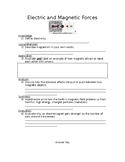 NGSS MS PS2-3  Electric and Magnetic Forces Worksheet
