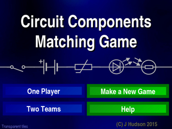 Preview of Electrical Circuit Components Interactive Matching Pairs Pictures Game