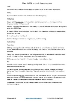 Preview of Electrical Circuit Diagram / Symbol Bingo Game