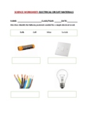 Electrical Circuit Materials Worksheet